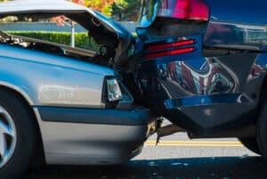 Image of a rear-end car crash