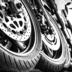 Image of motorcycle tires and brakes